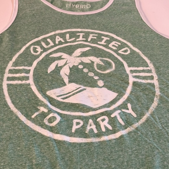 HYBRID Sleeveless Lt. Green Tee Shirt with white graphic lettering. Sz L - Picture 2 of 7